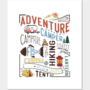 Adventure Camper fish forest tent relax unwind Explore the Wild Camping Adventure Novelty Gift Posters and Art